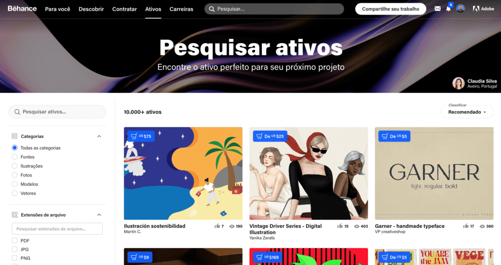 Marketplace de ativos do Behance